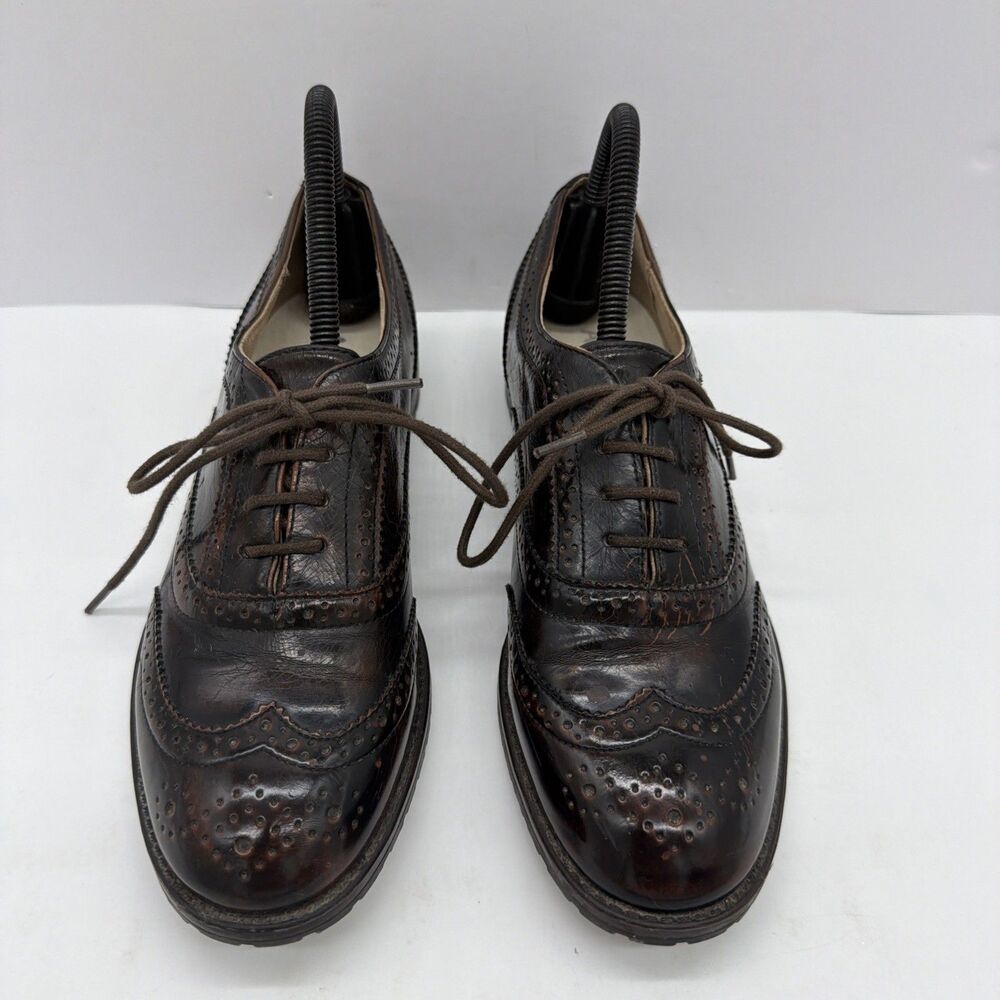 Anne Klein Brown Lace-Up Oxford Shoes Wingtip Womens US 7.5 M